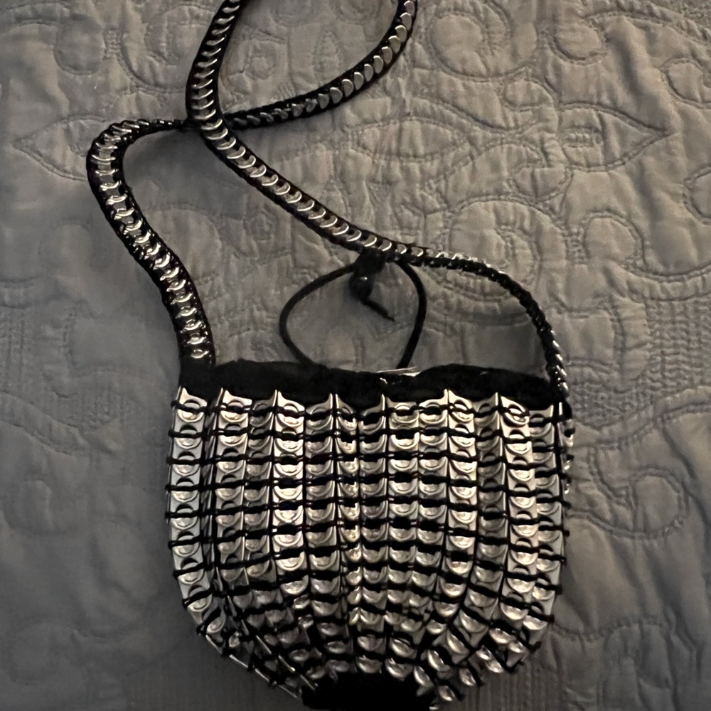 Unique Handmade Purse Faux Chain Mail, Soda Can Tab Link Cross Body Handbag.